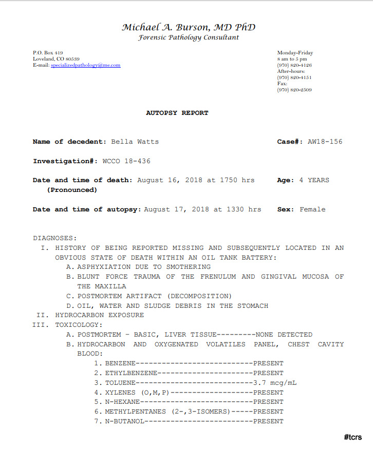 Shan’ann, Bella and Celeste Watts 25 Page Autopsy Report TRUE CRIME